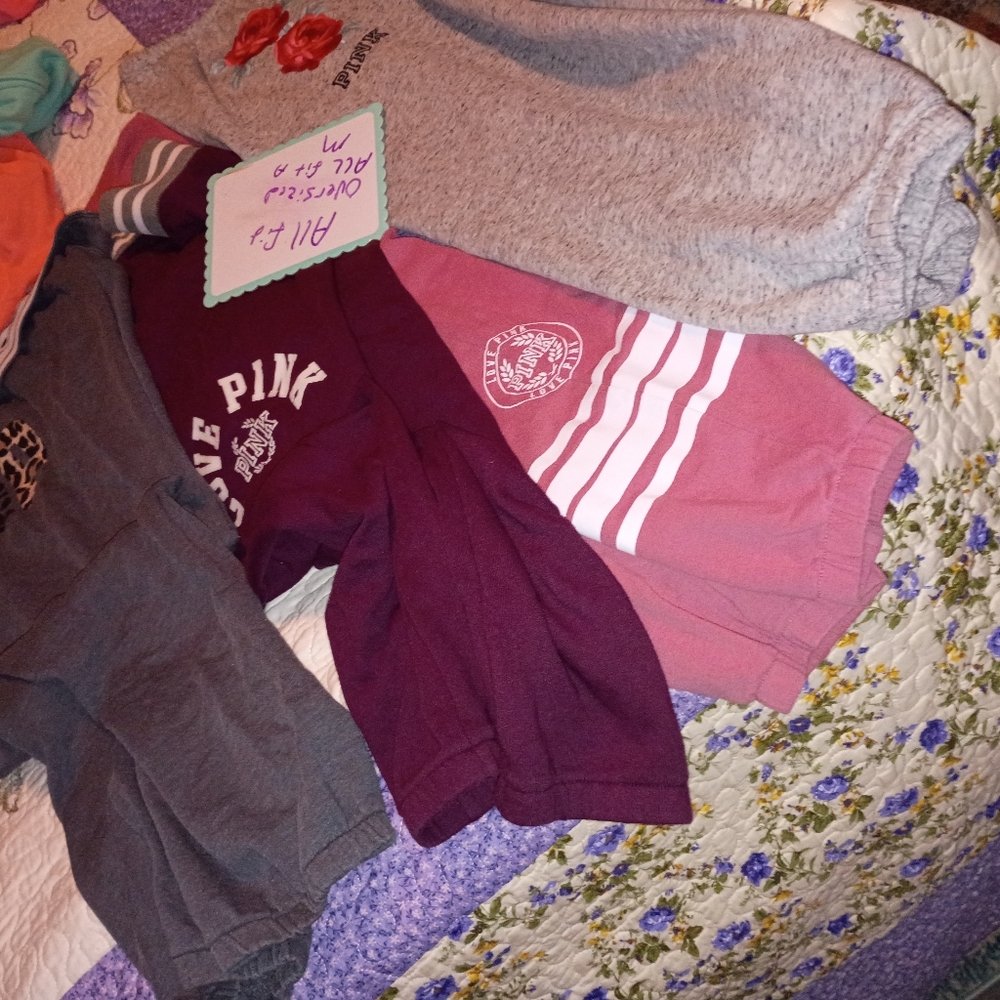 Vintage Y2K Victoria Secret Pink Sweat pants Sweats Cropped VS Lounge M Lot Logo